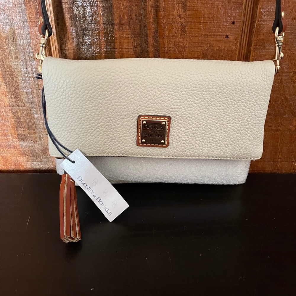 Dooney & Bourke Pebble Grain Foldover Zip Crossbody - Bone - Picture 5 of 5